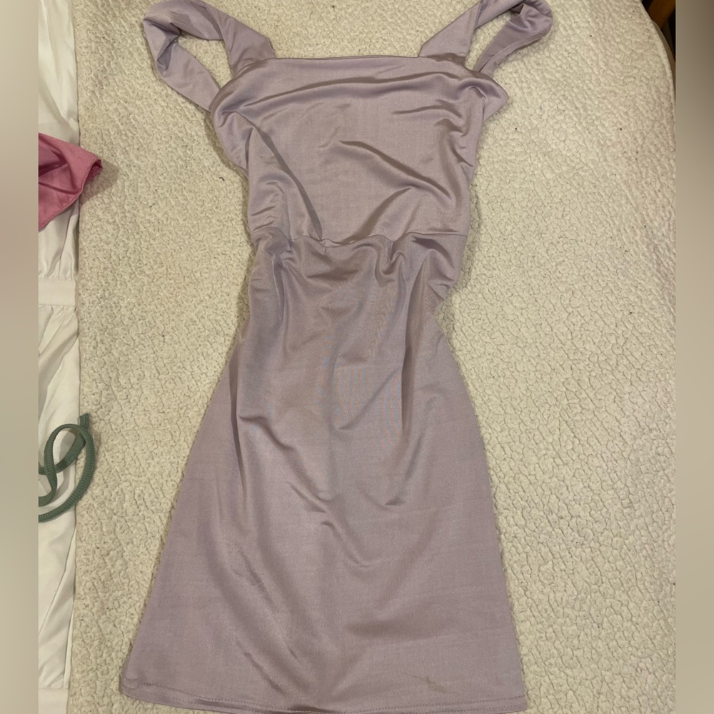 lilac purple bodycon shiny dress